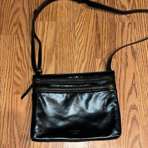Margot Black Leather Crossbody messenger Bag